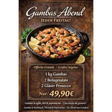 Gambas Abend Gambas Abend jeden Freitag Restaurante Balsamico